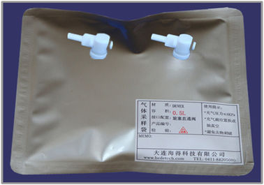 Porcelana Bolsas de muestreo de gases DEVEX con apertura lateral bolsas de muestreo de aire DEV42_25L de doble válvula encendida/apagada PTFE proveedor